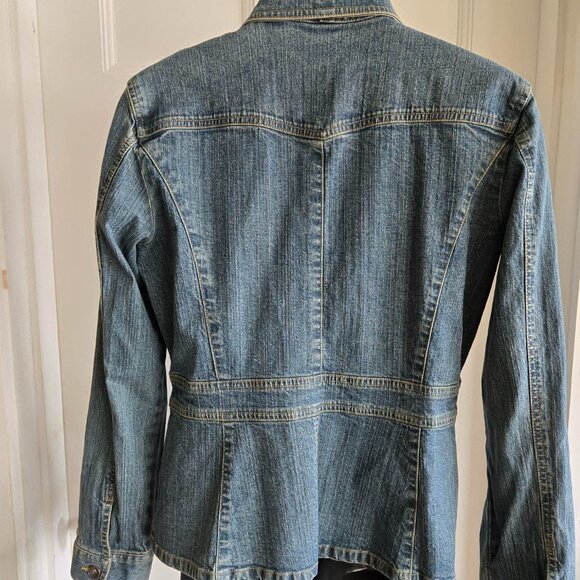 Axcess Liz Claiborne Stretch Denim Jean Jacket Women's Large Blue NICE! - Picture 2 of 11